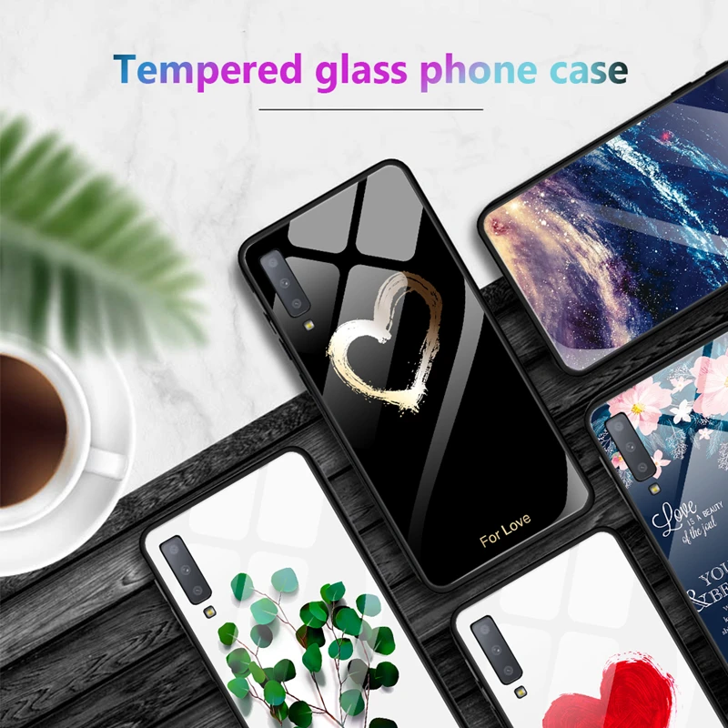 Luxury Tempered Glass Case For Samsung Galaxy S10 Plus S10e S9 S8 Note 8 9 J4 J6 Plus A7 2018 Starry Sky Protective Back Cover
