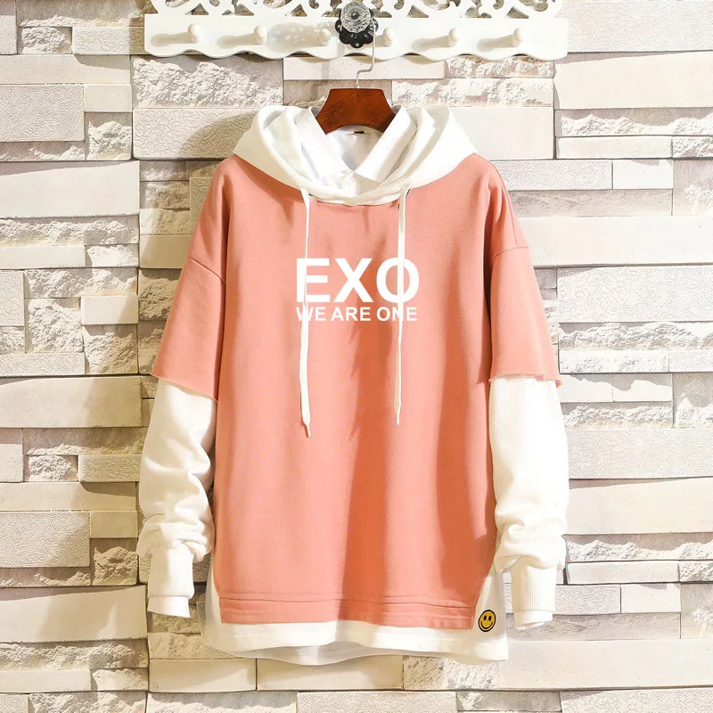 Harajuku модные негабаритные толстовки с капюшоном EXO Kpop Толстовка EXO WE ARE ONE K Pop одежда пуловеры топы хип хоп Уличная 5XL - Цвет: pink 4