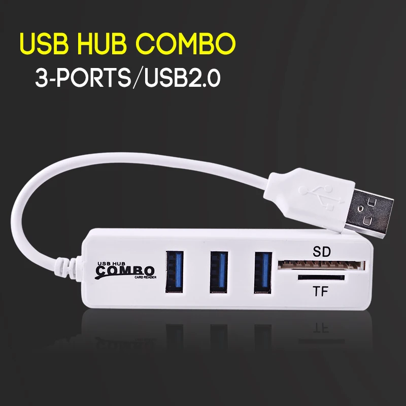 Usb-концентратор с несколькими портами 2,0 3 порта+ кардридер USB разветвитель портативный хаб USB комбо высокая скорость все в одном для SD/TF для компьютера ПК