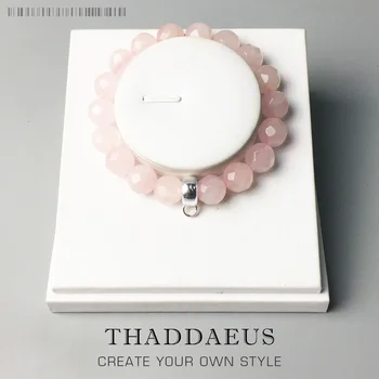 

Pink Crystal Bead Bracelet,Europe Style Glam Fashion Good Jewerly For Women,2017 Gift In 925 Sterling Silver,Super Deals