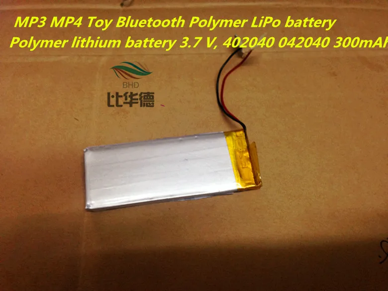 

Polymer lithium battery 3.7 V, 402040 042040 300mAh  MP3 MP4 Toy Bluetooth Polymer LiPo battery