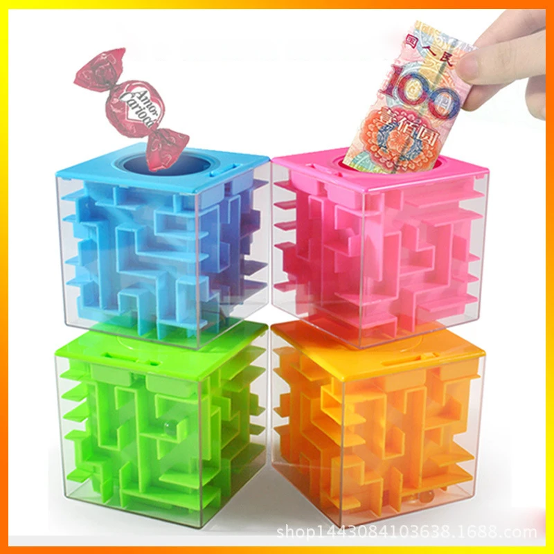 3D куб головоломка деньги Лабиринт банк Копилка для монет Чехол для коллекции коробка забавная игра в голову детские игрушки для детей интеллектуальное улучшение