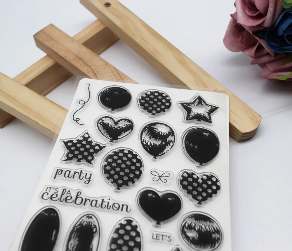

Heart&star Transparent Stamp Birthday Balloon stamp For Scrapbooking Album Sheets Decor Clear Stamps For Wedding Card Craft