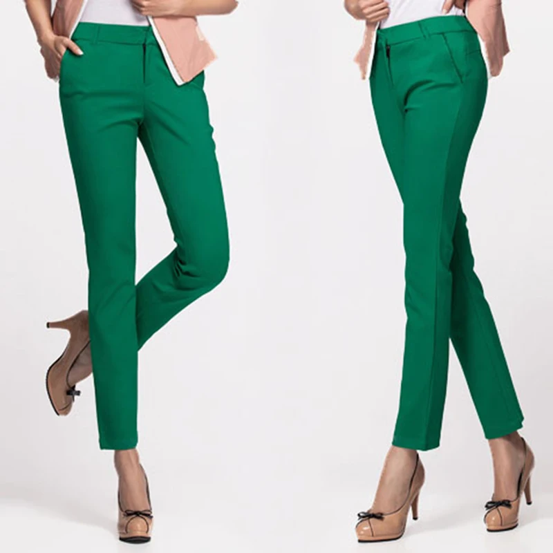 New Women's Casual OL Office Pencil Pants Cute 16 Color Slim Formal  Pantalones Fashion Ankle-length Trousers Leggings Spodnie