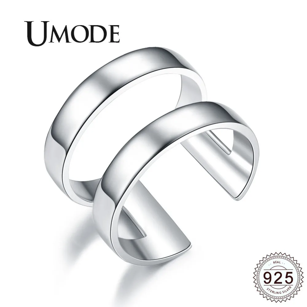 

UMODE Circle Double Layer 925 Sterling Silver Rings Adjustable for Women Men Unisex Accessories bijoux en argent 925 ULR0305