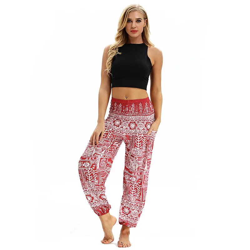 Bohemian Indian Yoga Pants Ethnic Style Wide Leg India Pants Large Crotch Women Belly Dance Mandala Hippie Boho Trousers - Цвет: YCI 026