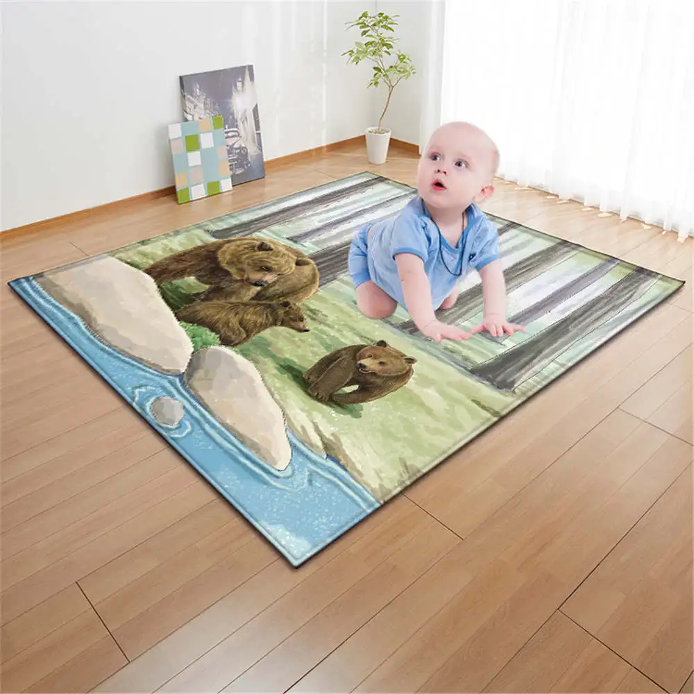 3D Животные медведь ковры детская кровать украшение уголок мягкий фланелевый