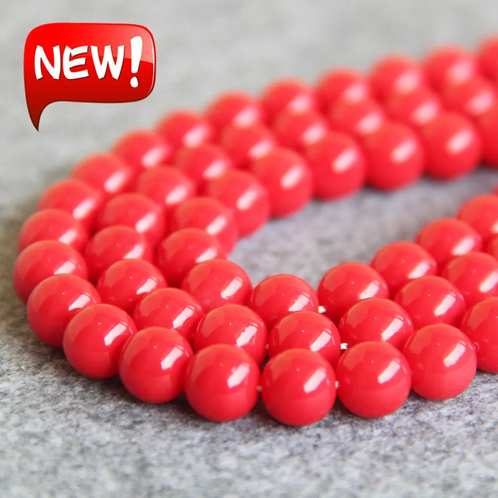 2021 New 10mm Red Shell Pearl Beads SeaShell DIY Gifts For Women Girl Loose Fashion Jewelry Making Design 15inch Wholesale | Украшения и