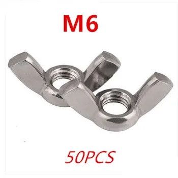 

50PCS/Lot M6 304 Stainless Steel Butterfly Nuts Wing Nuts