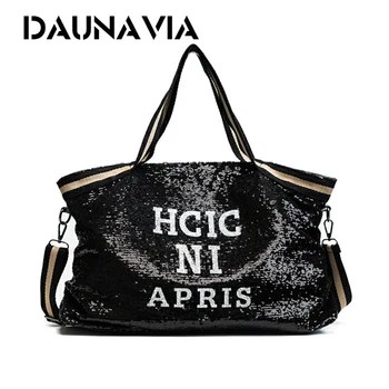 

DAUNAVIA Shoulder Bag Handbag Fashion Casual Sequins Messenger High Capacity Soft Tote Evening Designers Zipper Pockets Vintage