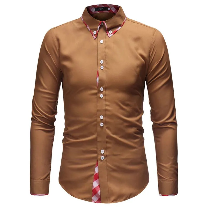Mens Casual Shirts Cotton New Men Shirts Business Long Sleeve Turn down