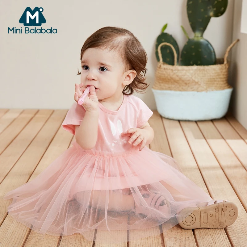Мини платье balabalaBaby Новинка лета 2019 детское для девочек Сетчатое с короткими