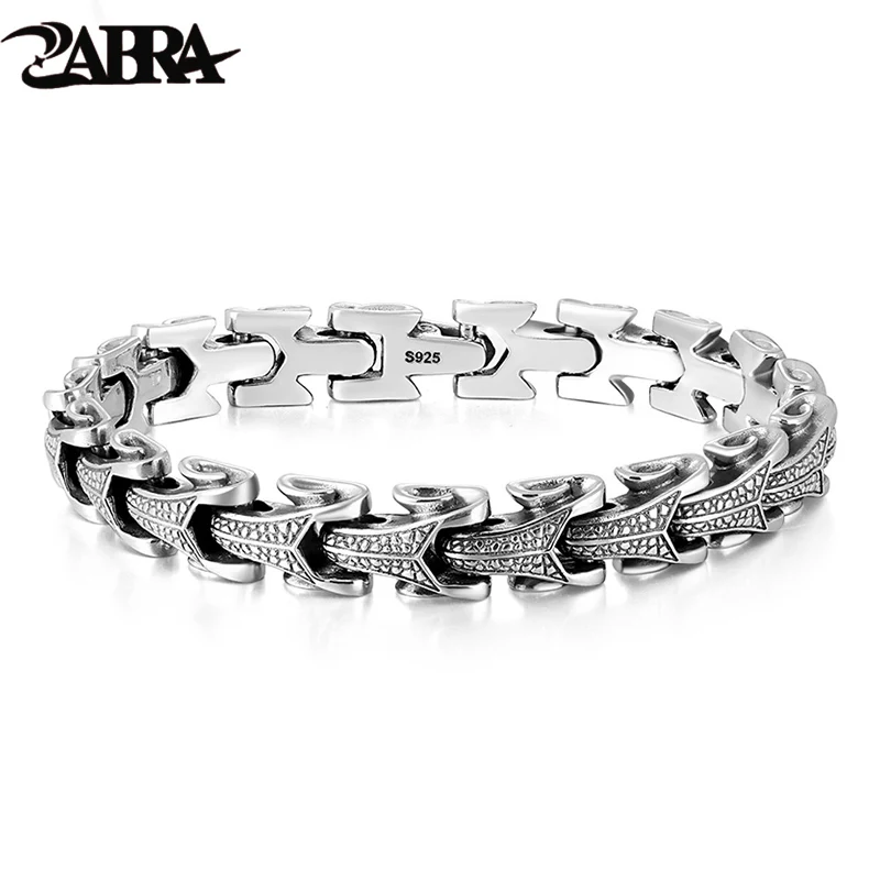 baratas ZABRA Gótico 925 Esterlina Sólida Pulseira De Prata Dragão Homens de Alta Polido Pulseiras Jóias Vintage Punk Rock Biker Quilha Para O Sexo Masculino