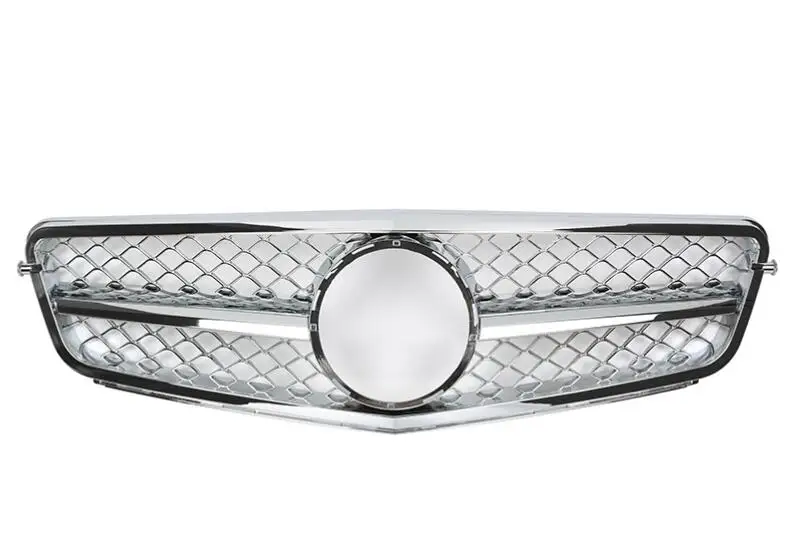 

For Mercedes-Benz C-class W204 C180 C200 C300 C350 2006-2013 SL Style with Emblem Silver/Chrome Front Racing Grille