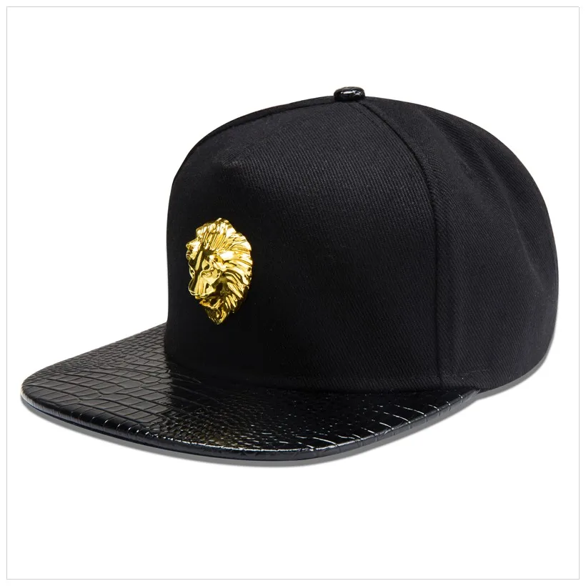 NYUK металлическая Львиная головка шапки регулируемая хип-хоп бейсболка с Плоскими Полями Snapback шляпа для женщин и мужчин персонализированный хлопок