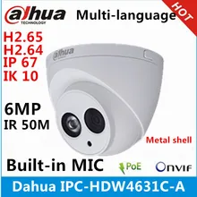 Dahua IPC-HDW4631C-A escudo de metal 6mp embutido, microfone poe ir 50m ip67 ik10 ip câmera de substituição IPC-HDW4431C-A cctv câmera fotográfica para câmera