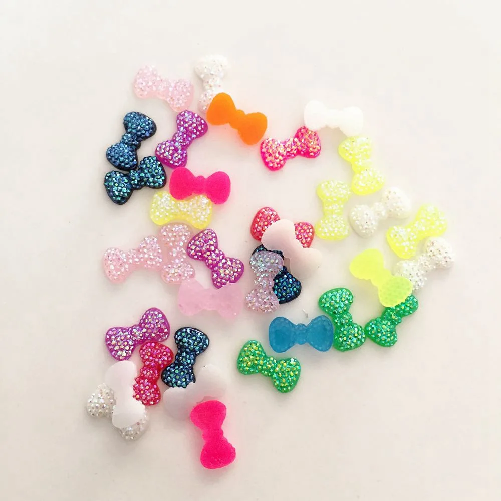 

100PCS AB Resin shiny Bow Flatback Rhinestone children scrapbook Wedding applique DIY Ornaments SC25*2