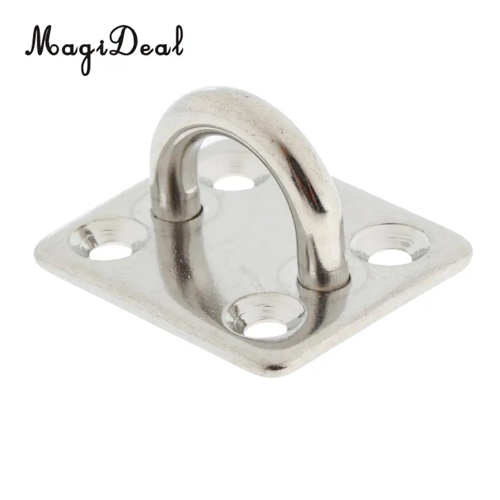 Heavy Duty 304 Stainless Steel Pad Eye Plates 5mm Square Base Staple Mooring Fitting for Marine Boat Sailboat Rigging