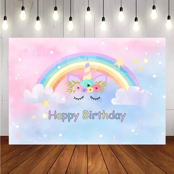 

Photography Backdrop Unicorn Rainbow Flower Birthday Photography Backdrop Glitter Dots Pink Floral Decor Backdrop Photo Studio