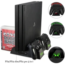 DOBE PS4/PS4 Slim/PS4 PRO Vertical Stand with Cooling Fan Cooler Twin Controller Charger Charging Station for SONY Ps 4