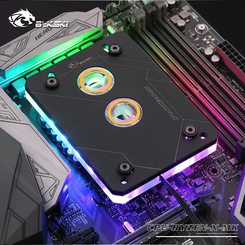 Дешево Bykski процессор водного блока использовать для AMD RYZEN3000 AM3 AM3 + AM4 1950X TR4 X399 X570 материнская плата 5 В 3PIN RGB свет медный радиатор