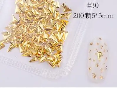 1 упаковка/500/200 шт полые металлическая заклепка 3D ногтей кольца украшения из металла/Металлические Шпильки 500 шт. золотые, серебряные, полые, круглым носком и металлическими заклепками - Цвет: color 30(200pcs)