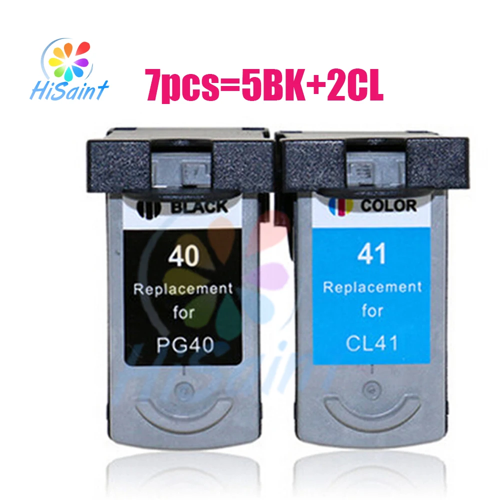 

7PCS PG-40 CL-41 PG40 CL41 Black&Color Ink Cartridges Compatibles for Canon PIXMA MP160 MP140 MP450 MX300 MX310 IP1600 Printer