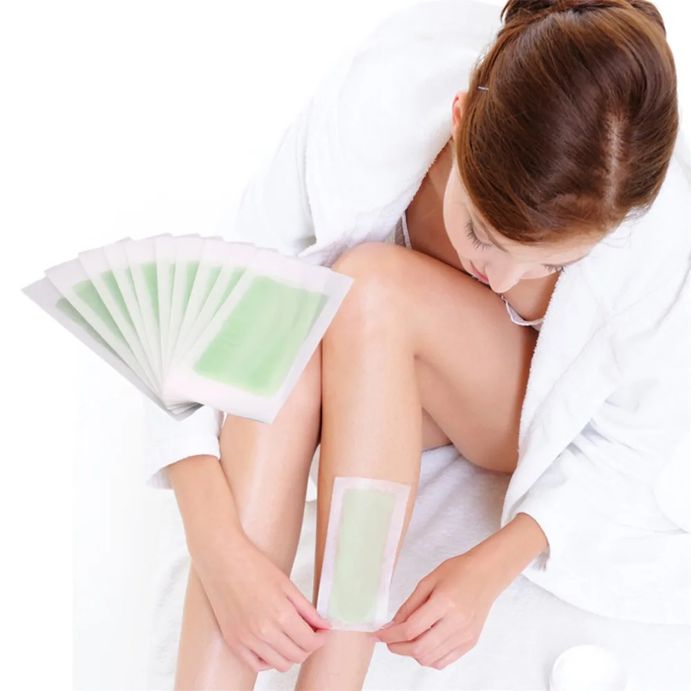 

10PCS Hair Removal Double Side Cold Wax Strips Paper For Leg Body Facial Hair