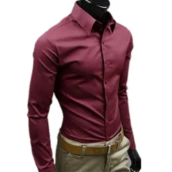 Мужская рубашка Марка 2018 новый мужской высокого качества с длинными рукавами рубашки повседневные хит цвет Slim Fit черный человек рубашки