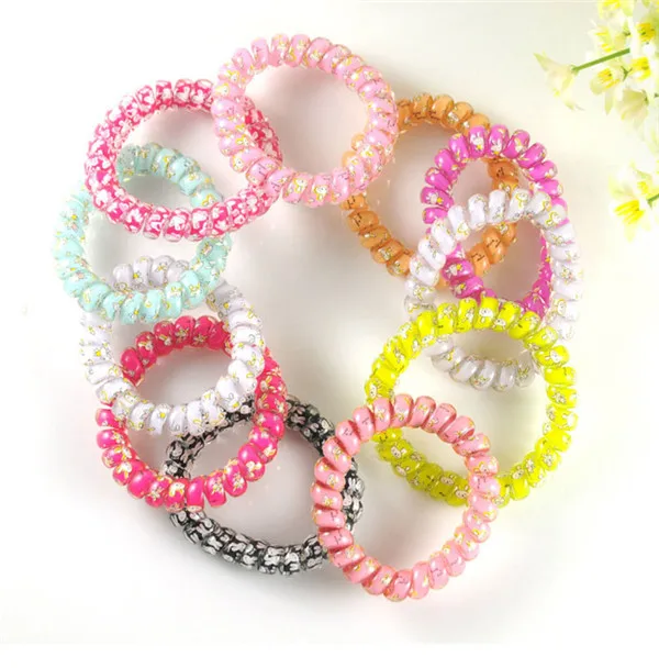 

200pcs Fashion Telephone Wire Bracelet Hair Rubber Bands Elastic Hair Scrunchies Ring Rope Ponytail Holder Rabbit Print