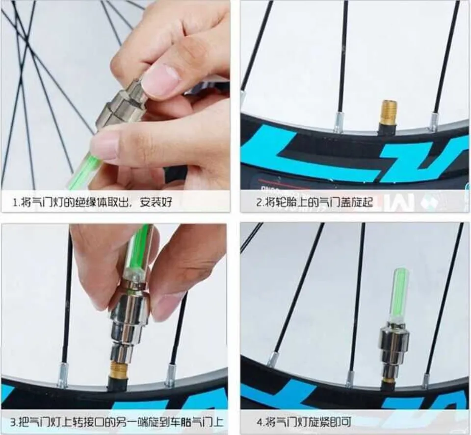 Flash Deal Hot Sale 1pcs Bike Light Mountain Road Bicycle Bike Light Tyre Tire Valve Caps Wheel Spokes LED Lights Bicycle Accessories Gift 5