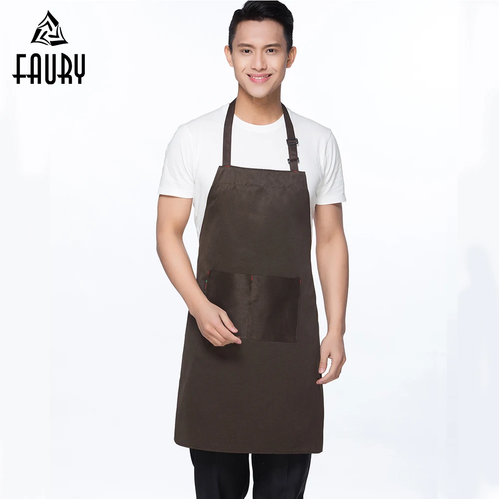 

LOGO Customize Aprons Pure Color Adjustable Kitchen Workwear Aprons Chef Restaruant Food Service Waiter Uniforms Apron Women Men