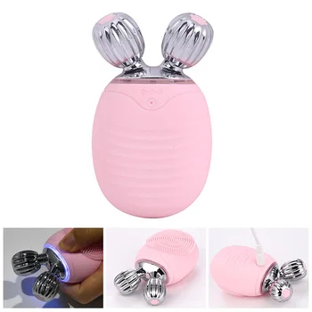 

Electric 3D V Face Slim Shaping Skin Lifting Tightening Roller Massager Sonic Silicone Facial Cleanser Cleansing Washing Brush