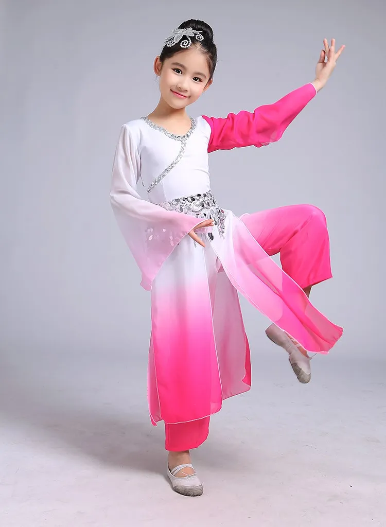 Детские Классические танцевальные костюмы Hanfu Янко для девочек элегантная