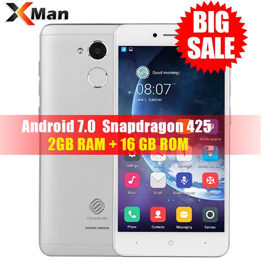China Mobile A3S M653 4G LTE смартфон 2 ГБ Оперативная память 16 Встроенная 5 дюйма Snapdragon 425 4