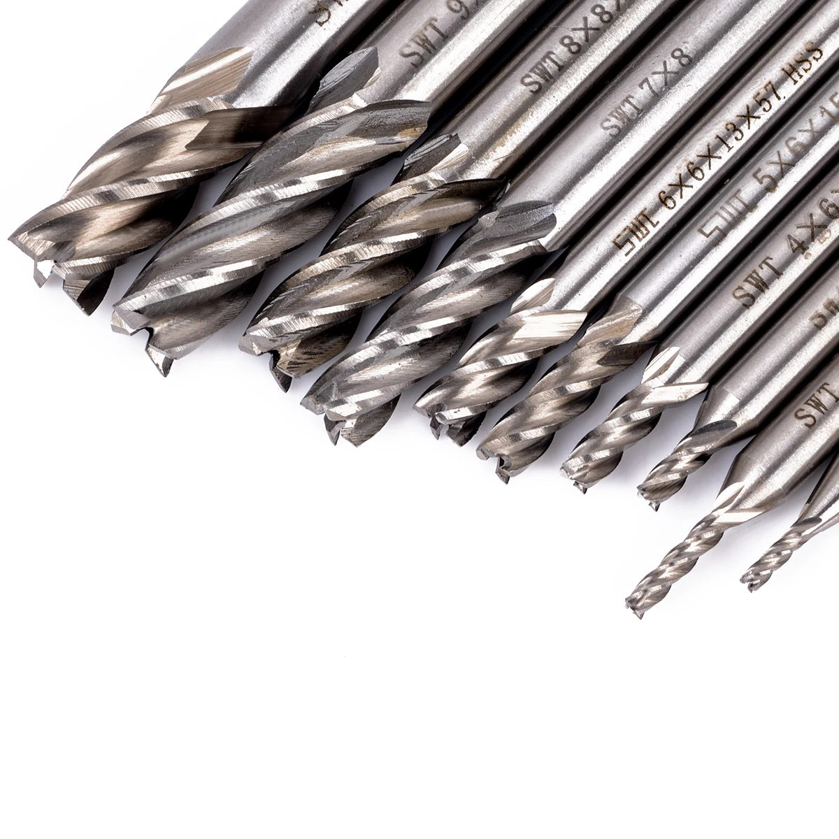 10pcs HSS Aluminum End Mill 4 Flute 2-10mm Diameters Straight CNC Tools Milling Drill Bits Cutter