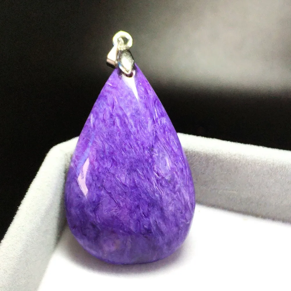 Натуральный фиолетовый Чароит женский кулон в форме капли воды новый Чароит 41x26x9 драгоценный камень подвеска Прямая доставка AAAAA