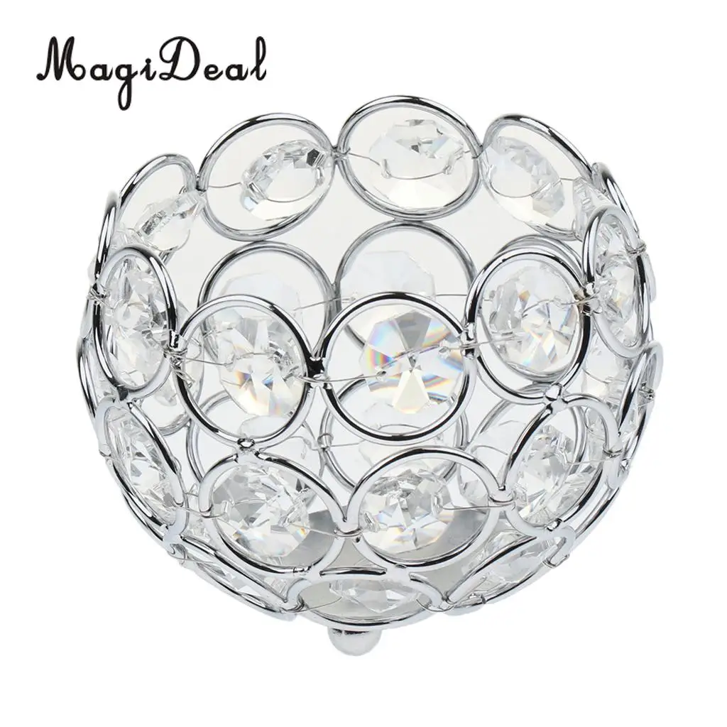 12 Pieces Votive Tea Light Candle Holders Silver/Gold Crystal Beads Candlestick Wedding Table Centerpieces Home Office Decor