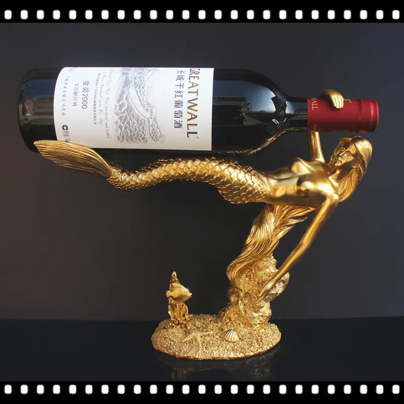 Креативная стойка для вина Ретро работа Русалка домашнего интерьера орнамент держатель для винной бутылки Роскошные Гостиная украшения