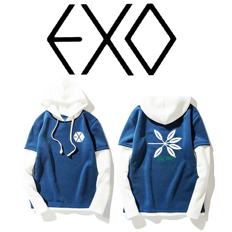 

EXO around the same printed long-sleeved sweatershirt New style winter hooded sweater Korean version jacket
