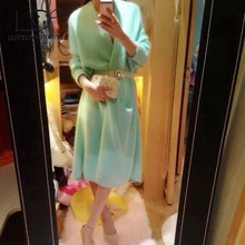 Lovelydonkey норка кашемир женский свитер из чистого кашемира вязаный жакет модное зимнее длинное пальто M426