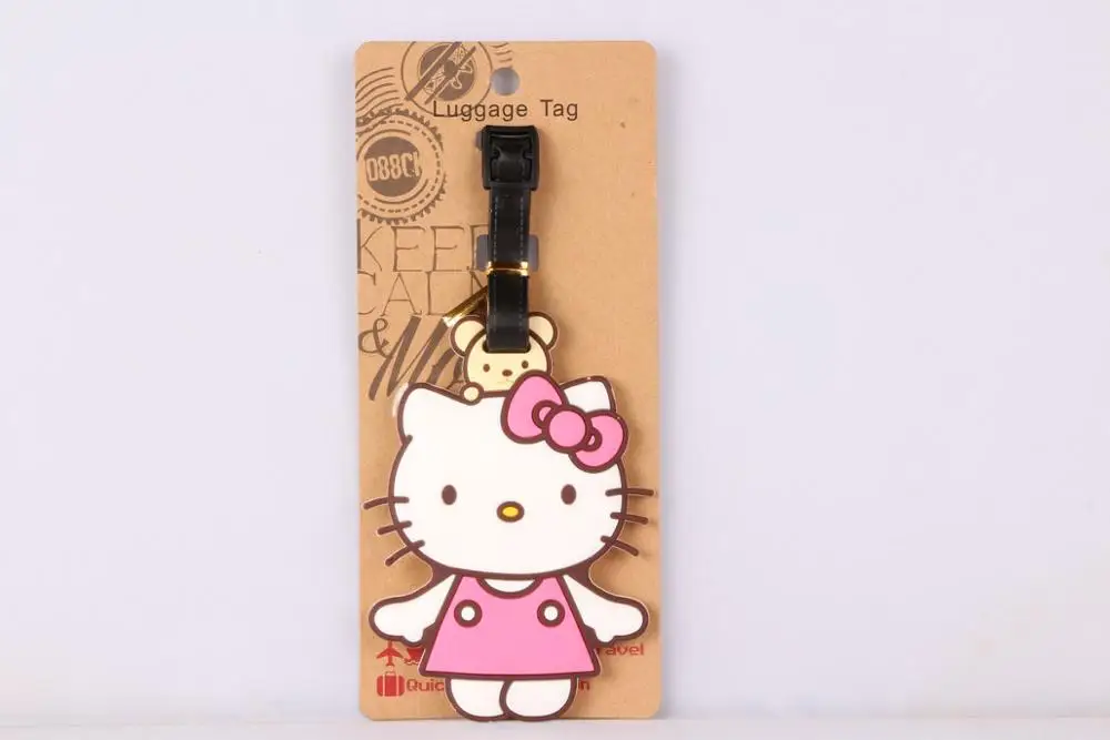 1 шт. hello kitty ПВХ сумка Подвеска путешествия Имя тег Новинка игрушки - Цвет: Темный хаки