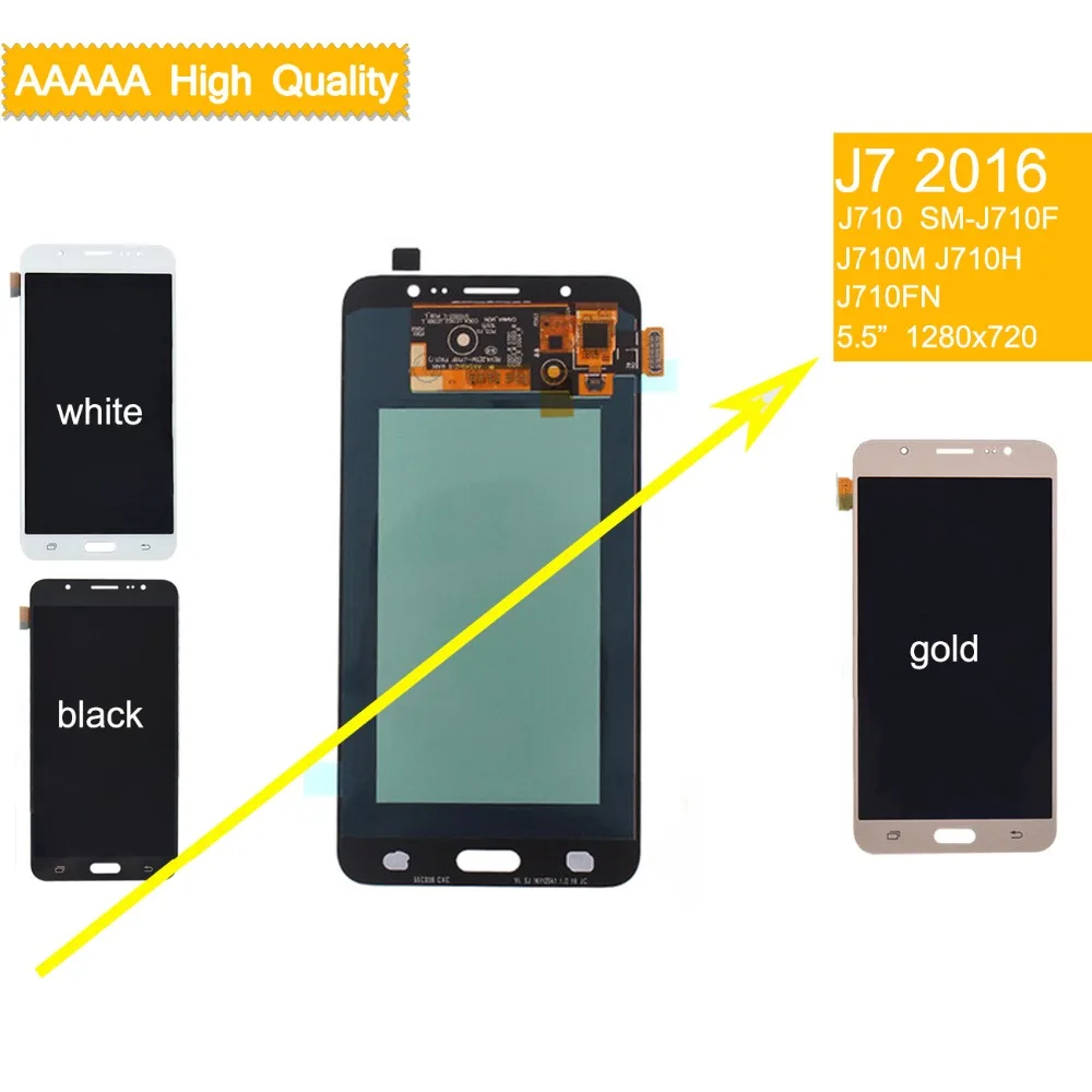 

10Pcs/lot DHL AMOLED for SAMSUNG Galaxy J7 2016 LCD Display Touch Screen assembly J7 2016 J710M J710F J710H LCD Display complete