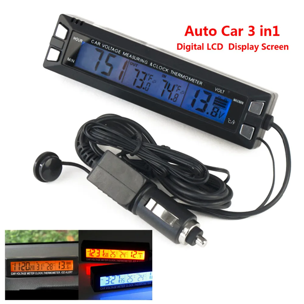 Buy Digital LCD Clock Car Thermometer Battery Voltage