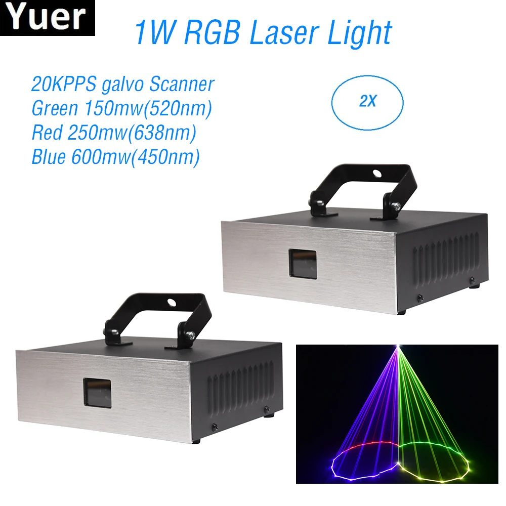 

2Pcs/Lot 1W RGB Laser Light Disco DJ Club KTV Xmas Bar Family Party Light Show DMX 512 Sound Contorl Stage Effect Laser Lights