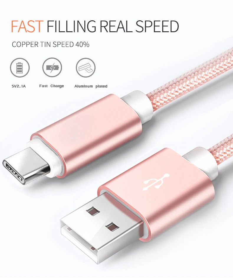 Кабель HANNORD USB C 2 А нейлоновый плетеный кабель для быстрой зарядки и передачи