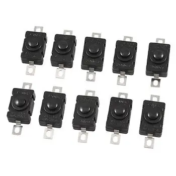 

10 x Torch Flashlight Self Lock SPST Push Button Switch AC/DC 250V 1.5A