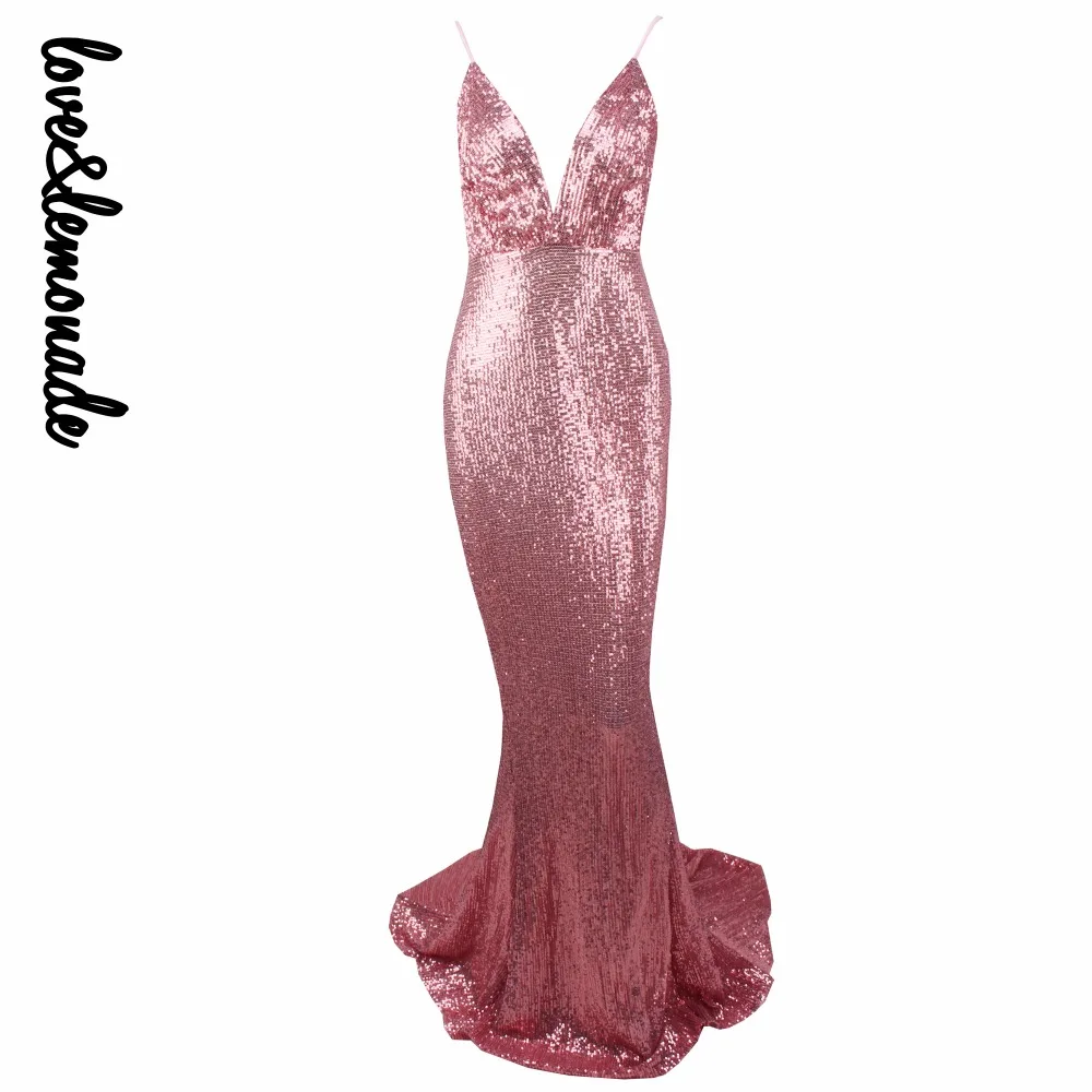 Love& Lemonade розовое эластичное платье с v-образным вырезом и блестками LM0042