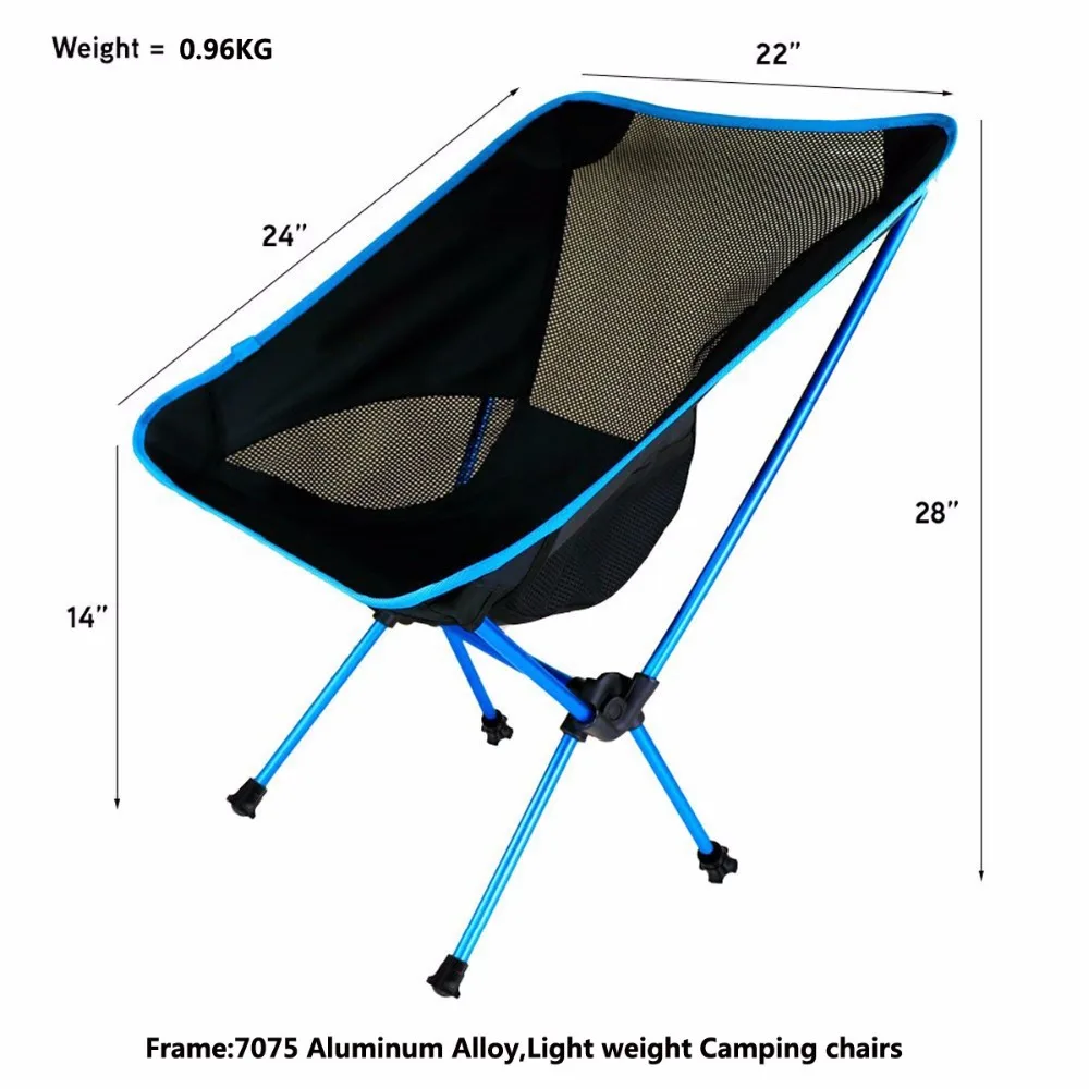 Складной стул для пляжа, рыбалки, портативный супер-светильник, дышащая спинка, стул для пикника, барбекю, табурет для кемпинга