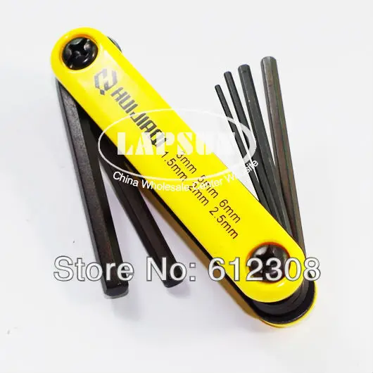 6-in-1 Portable Folding Hexagon Hex Key Allen Wrench Spanner ScrewDriver Set Kit tool 1.5mm 2mm 2.5mm 3mm 5mm 6mm 9609C | Инструменты